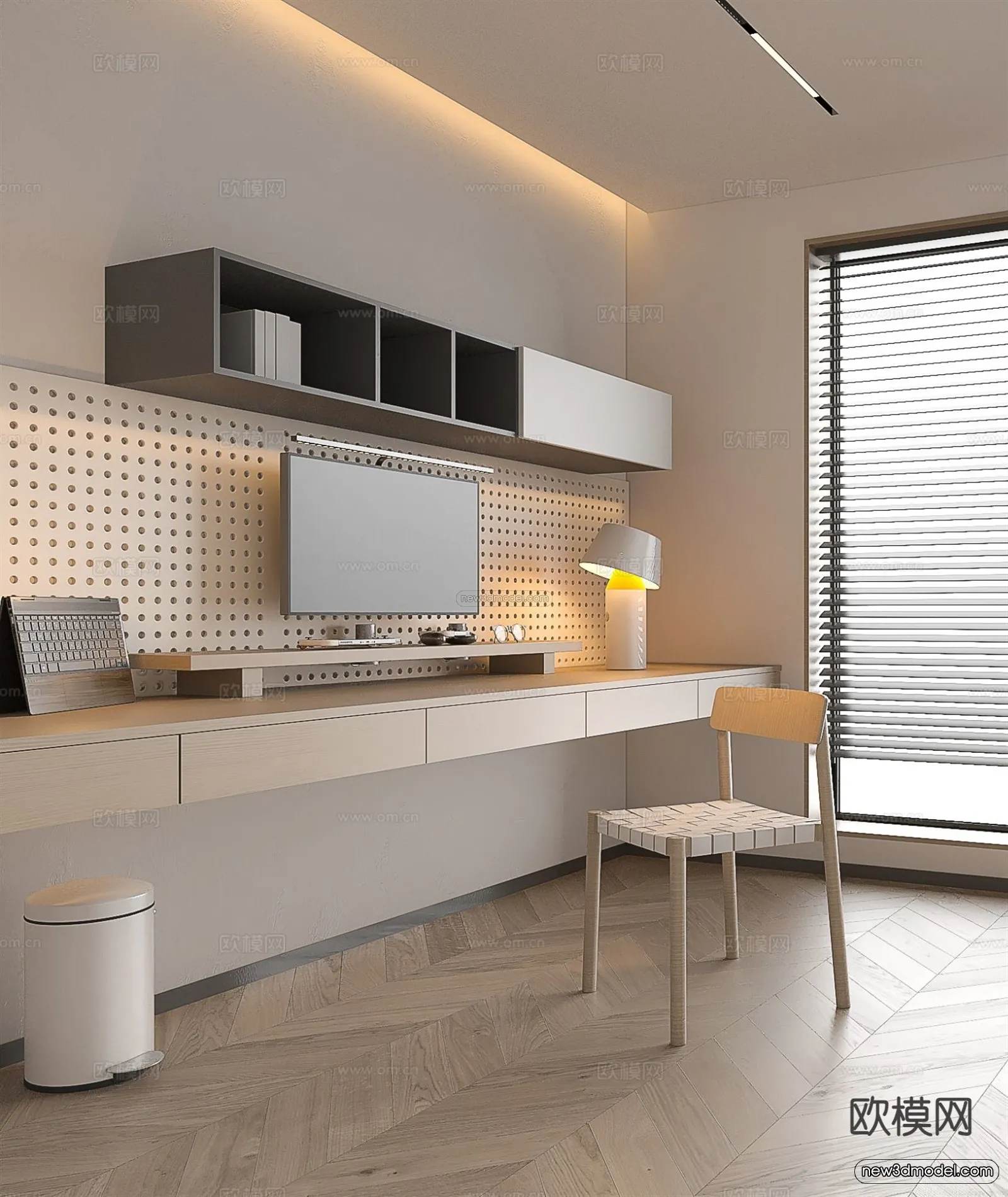 Minimalist Style Interior 3D Blocks - Study Room 3D Model - 268