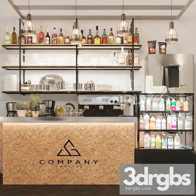 Minimalistic design of a pub with strong alcohol and a coffee machine. cocktail Free Download