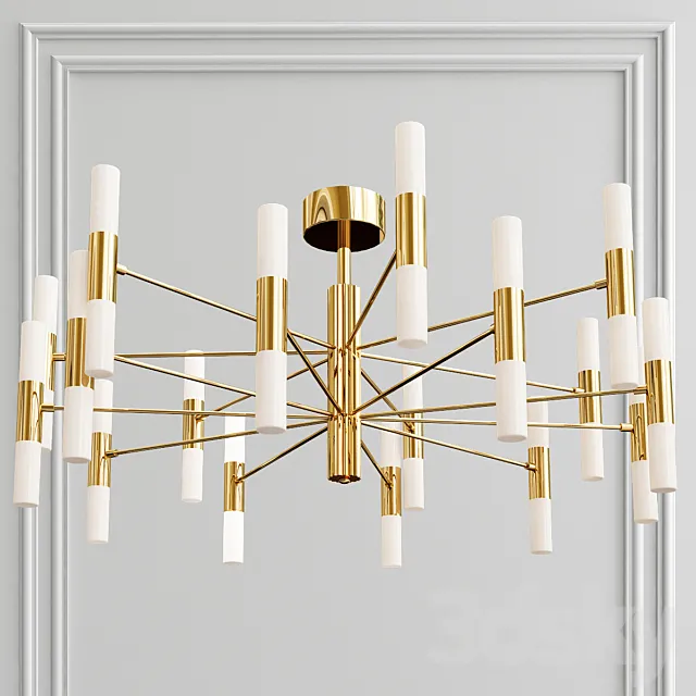 Minimalistic Golden LED Chandelier Light 3D Model
