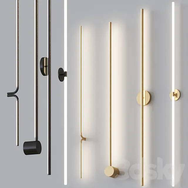 Minimalistic thin Wall lamps set 3DModel