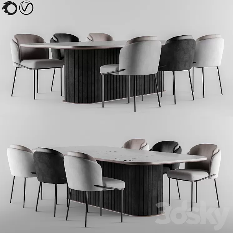 Minnoti Chair + Table 3D Model Free