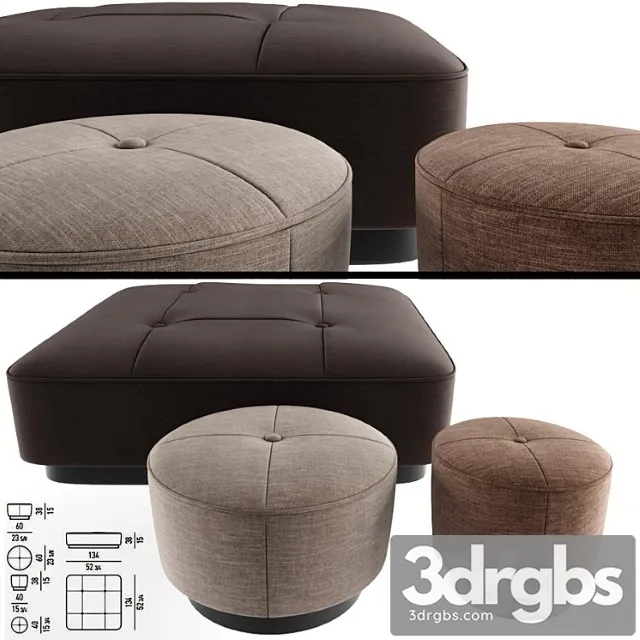 Minnoti jacques poufs fabric 2 3D Model Free