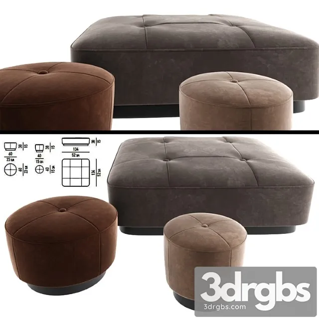 Minnoti jacques poufs velvet 2 3D Model Free