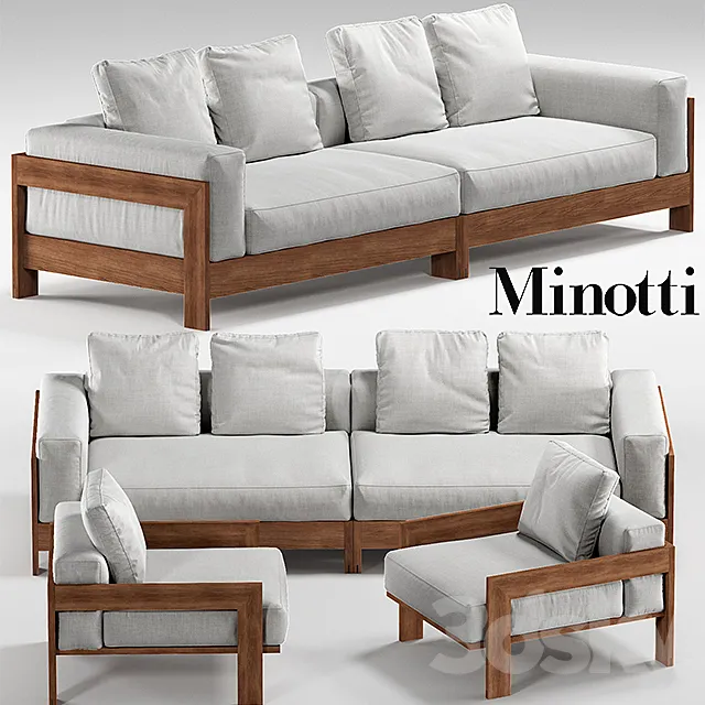 Minotti alison iroko outdoor 3D Model