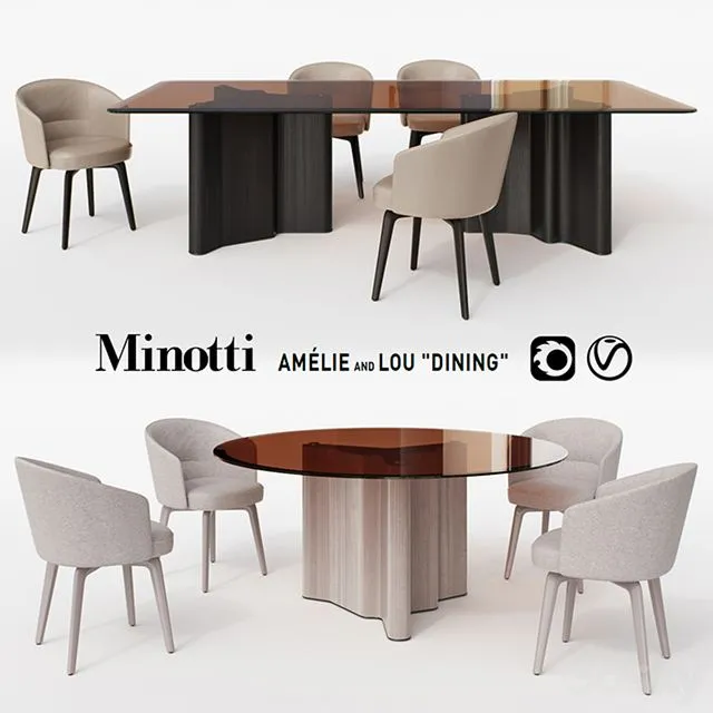 Minotti. Amelie and Lou Dining 3D Model