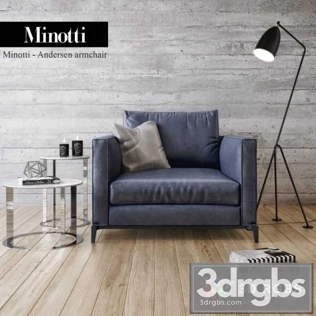 Minotti Andersen Armchair 3D Model Free