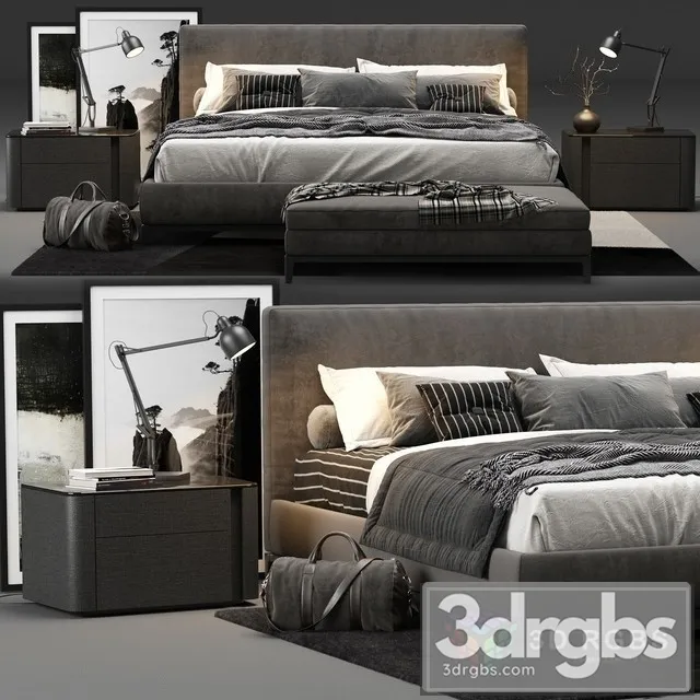 Minotti Andersen Bed 02 3D Model Free