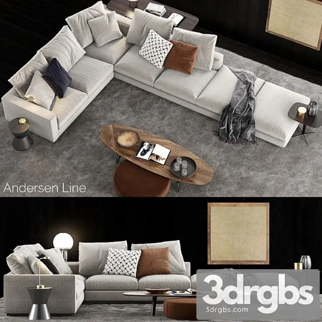 Minotti andersen line sofa 1 2 3D Model Free