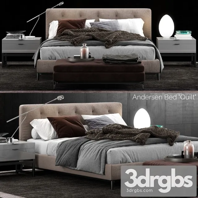 Minotti Andersen Quilt Bed 3D Model Free