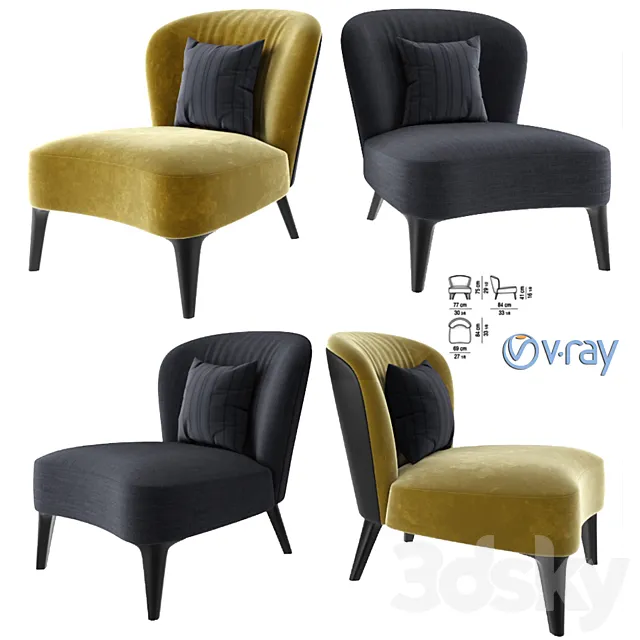 Minotti Aston Armchair 3D Model