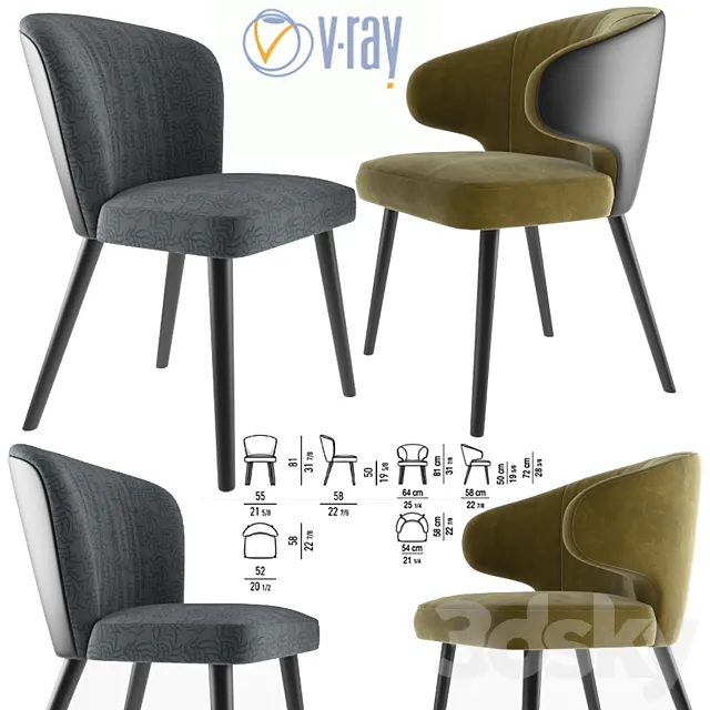 Minotti Aston Dining Chair 3DModel