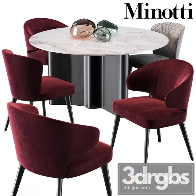 Minotti Aston Dining Chair Lou Dining Table 3D Model Free