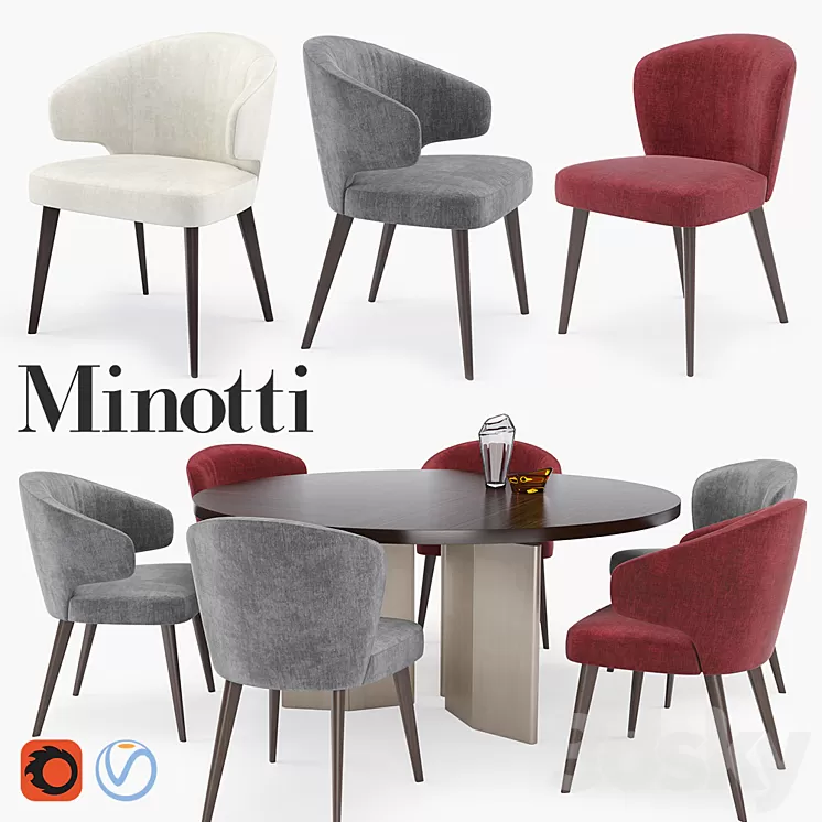 “Minotti Aston “”Dining”” set” 3D Model