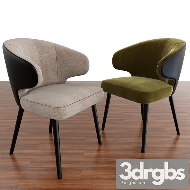 Minotti aston little dining chair with parquet 2 3D Model Free