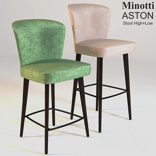 Minotti ASTON STOOL HIGH + LOW 3DModel