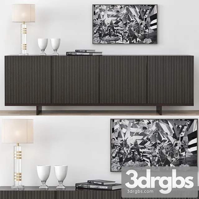 Minotti aylon sideboard with accessories 2 3D Model Free