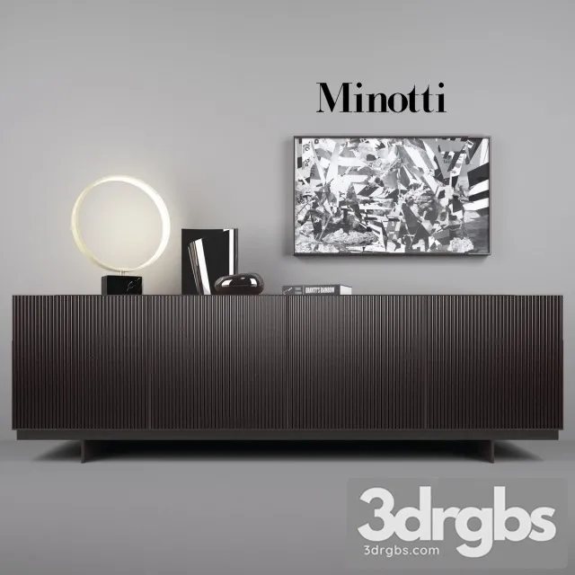 Minotti Aylon Sideboard With Accessories 3D Model Free