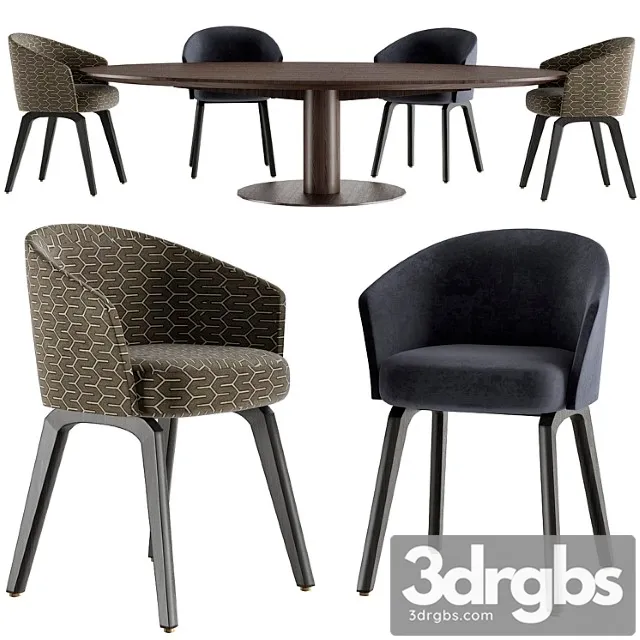 Minotti bellagio table and creed dining chair 2 3D Model Free