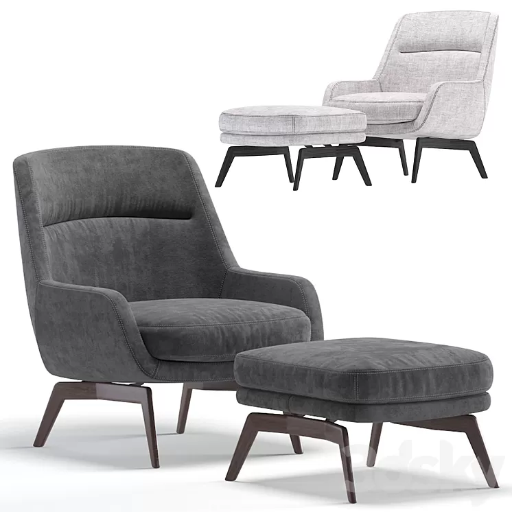 Minotti BELT Armchair by Rodolfo Dordoni 3D Model Free