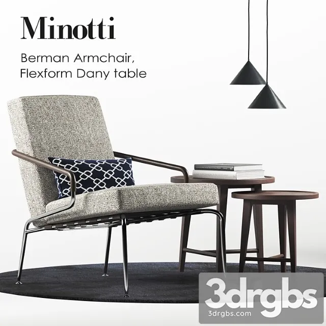 Minotti berman armchair set 2 3D Model Free