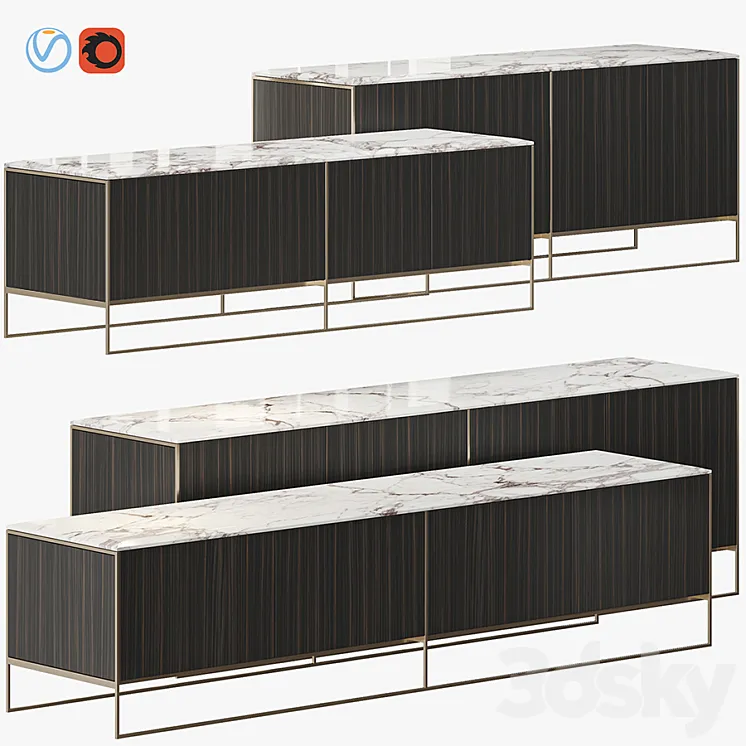 MINOTTI CALDER BRONZE LIVING HORIZZONTAL SIDEBOARD 3D Model Free