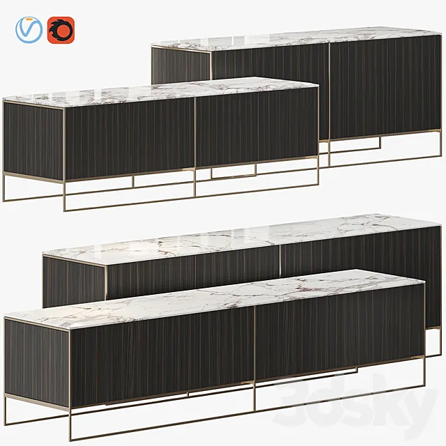 MINOTTI CALDER BRONZE LIVING HORIZZONTAL SIDEBOARD 3DModel