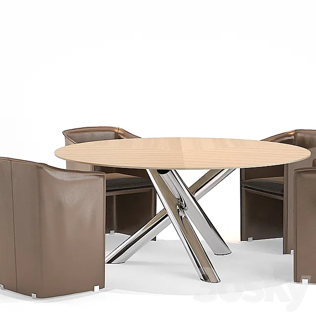 minotti case hair + van dyck table 3D Model