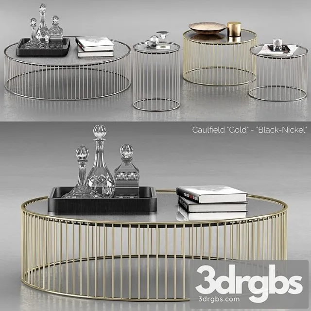 Minotti Caulfield Gold Black Nickel Coffee Tables 1 3D Model Free