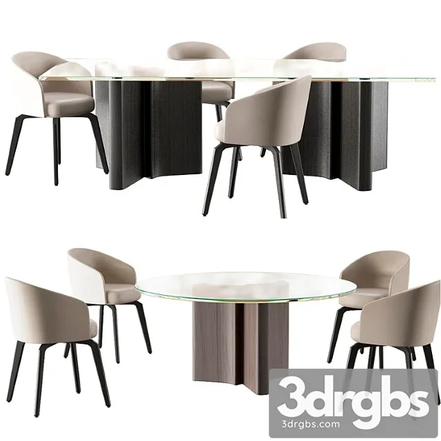 Minotti chair amelie dining table 2 3D Model Free