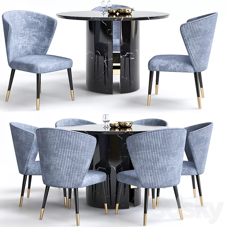 Minotti Chair and table 3D Model