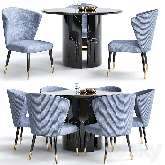 Minotti Chair and table 3DModel