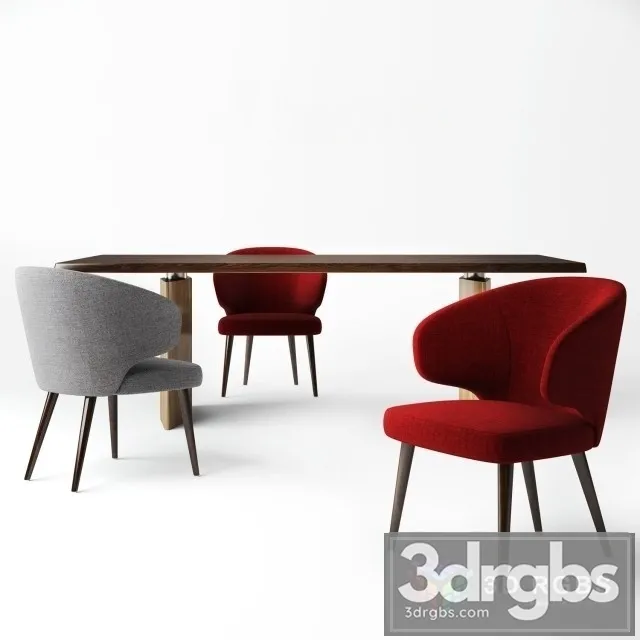 Minotti Chair Aston Table Morgan 3D Model Free
