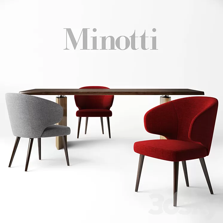 Minotti: chair ASTON table MORGAN 3D Model