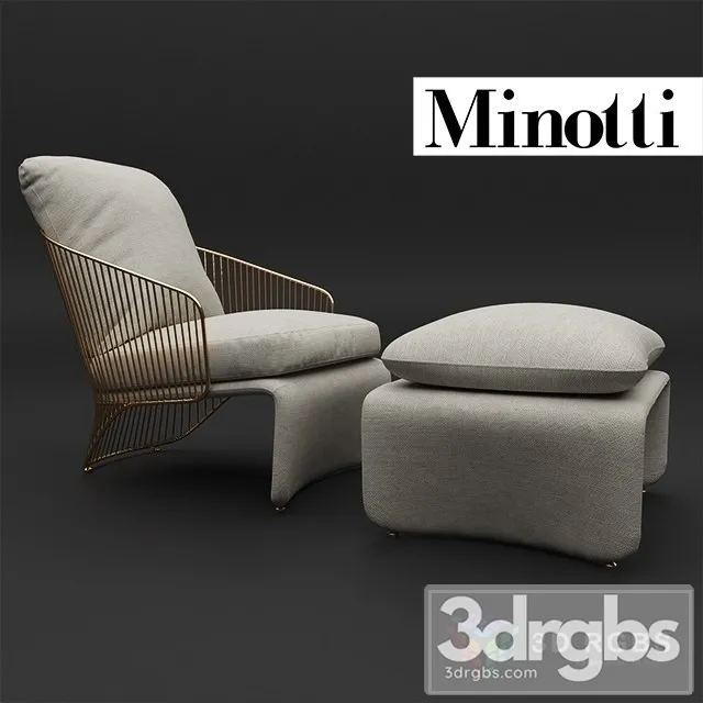 Minotti Colette Armchair 02 3D Model Free