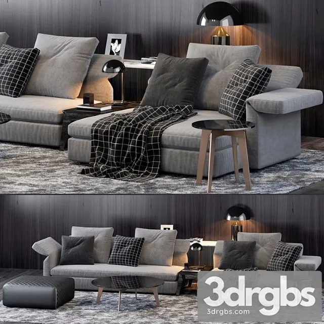 Minotti collar sofa 2 3D Model Free