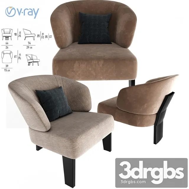 Minotti creed small armchair 2 3D Model Free