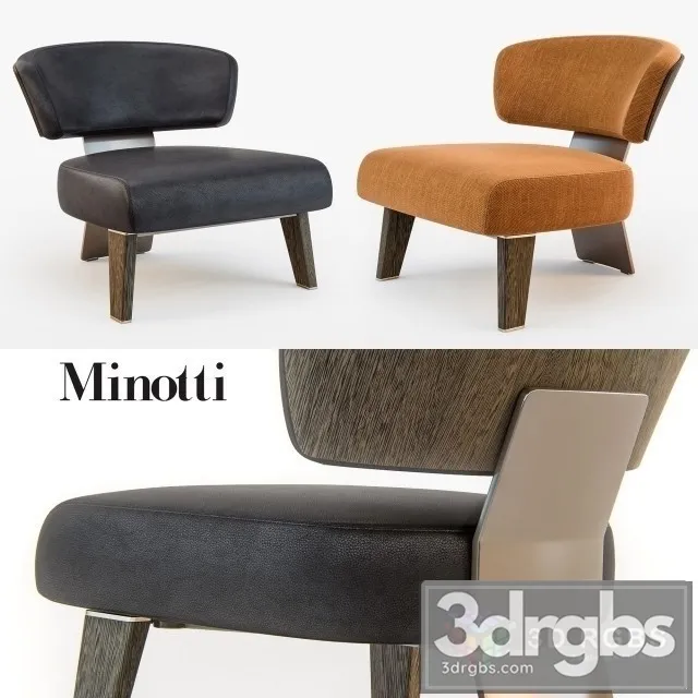 Minotti Creed Wood Armchair 3D Model Free