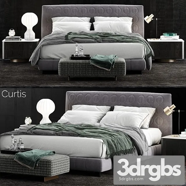Minotti curtis bed 2 2 3D Model Free