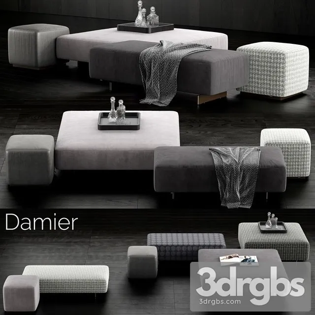 Minotti Damier Ottomans 01 3D Model Free
