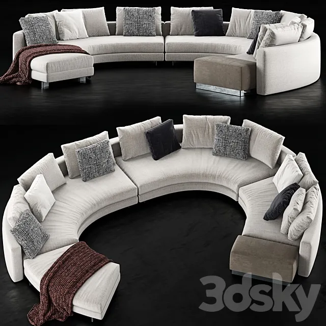 Minotti Daniels Sofa 3 3D Model