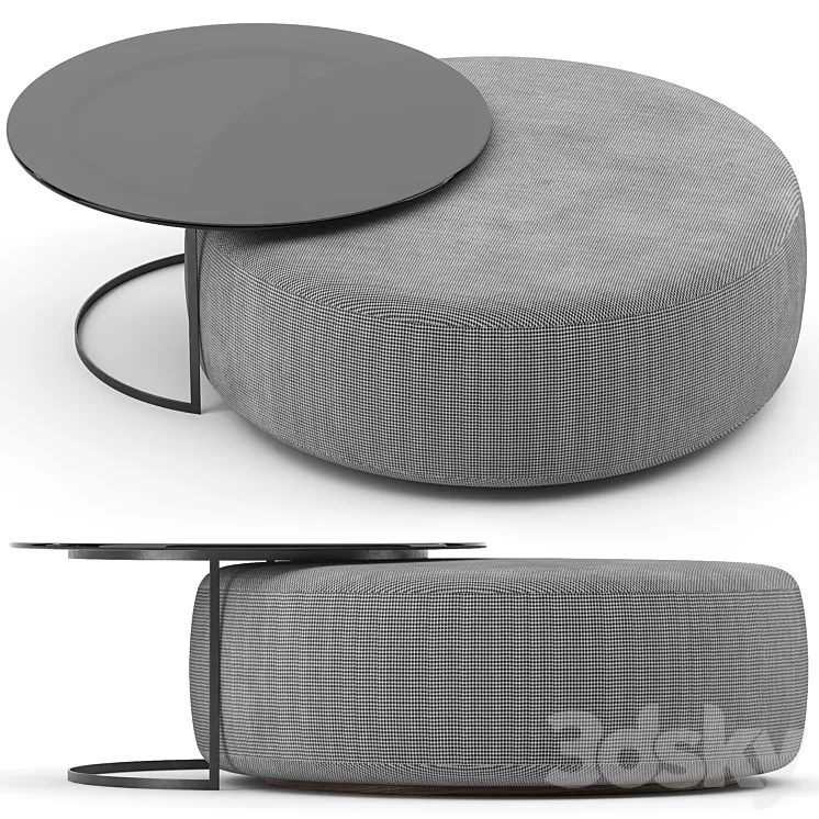 Minotti Davis pouf and table 3D Model