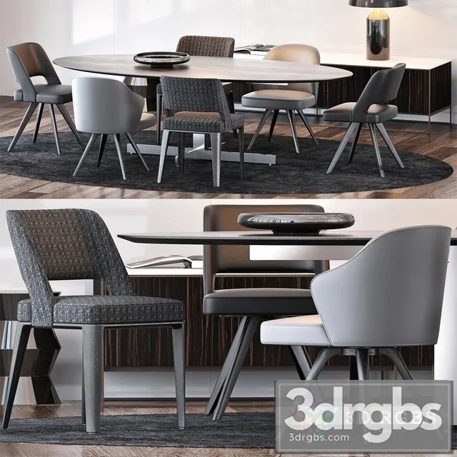Minotti Dining Set 15 3D Model Free