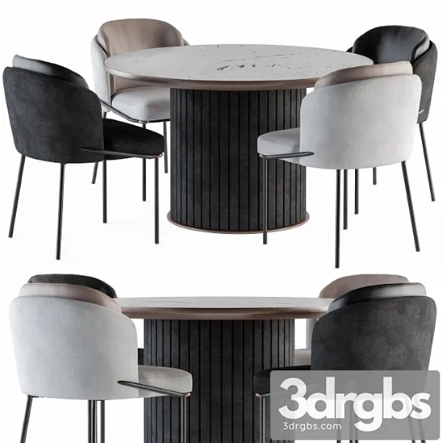 Minotti Dinning Round Table And Chair 3D Model Free
