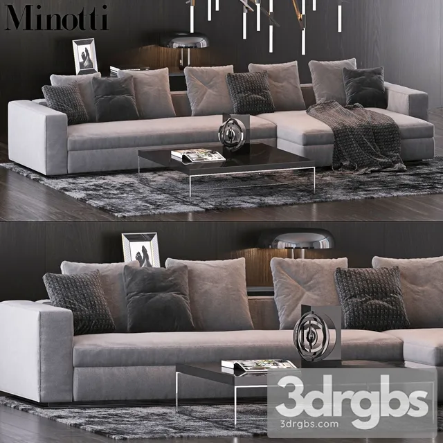 Minotti Fabric Moderm Sofa Set 3D Model Free