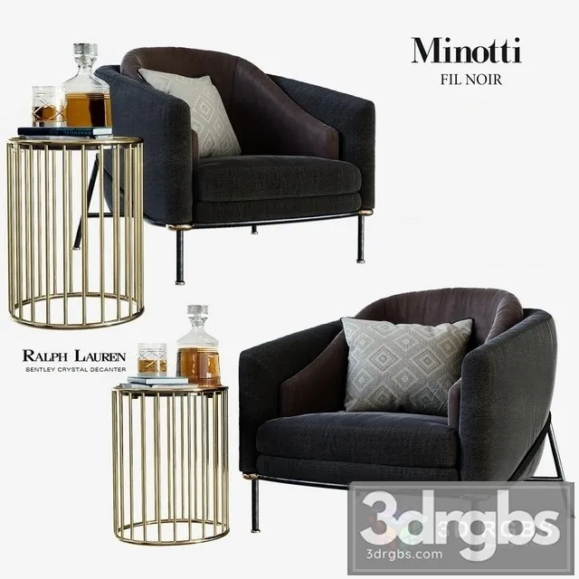Minotti Fil Noir Caulfield Armchair 3D Model Free