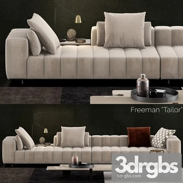 Minotti freeman tailor sofa 1 2 3D Model Free