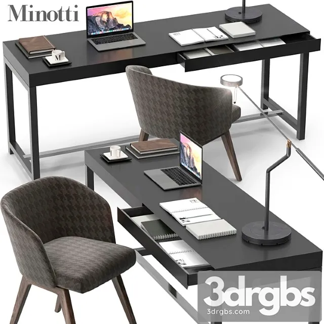 Minotti Fulton Desk Set 3D Model Free