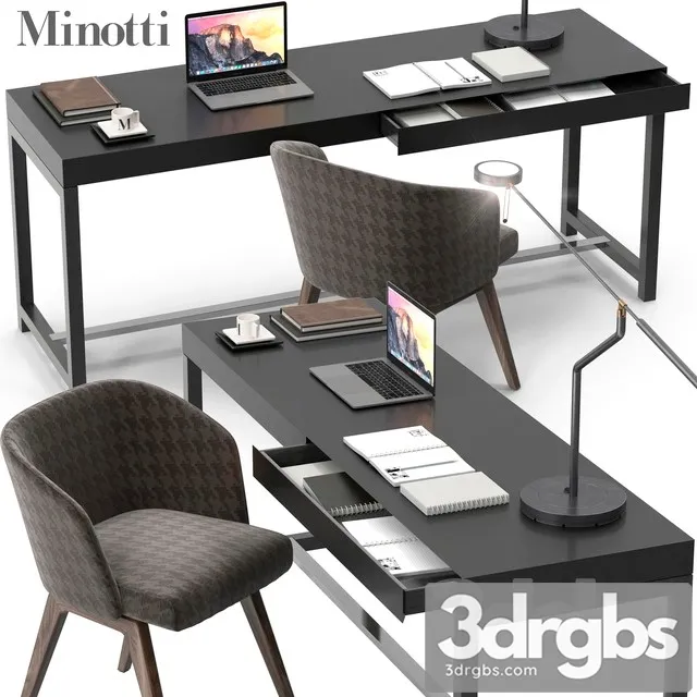 Minotti Fulton Desk Set 3D Model Free
