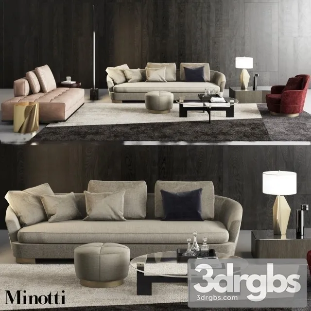 Minotti Grand Jacques Sofa Set 01 3D Model Free