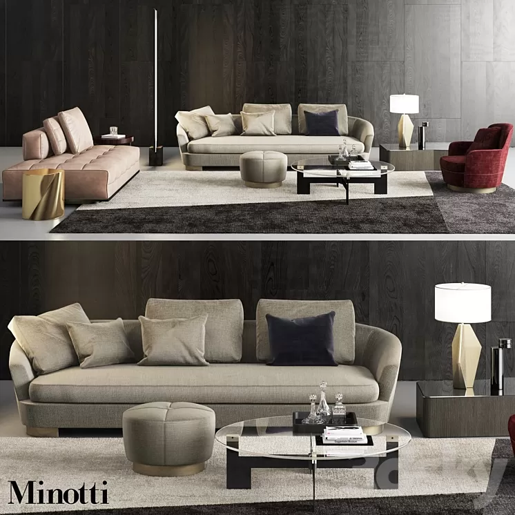 Minotti Grand Jacques Sofa Set 3D Model